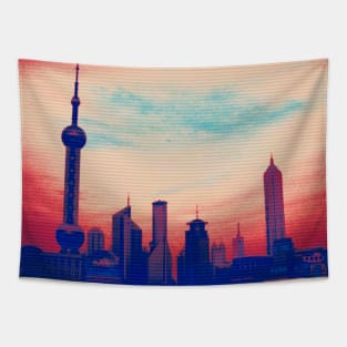 Cyberpunk Dawn Tapestry