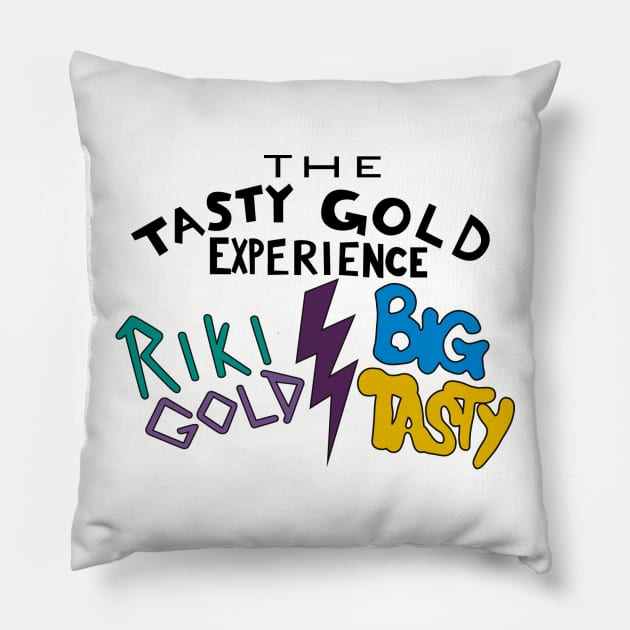 The Tasty Gold Experience (White) Pillow by innercoma@gmail.com