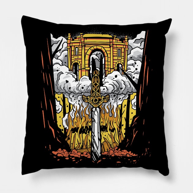 Viking Funeral With Sword Pillow by JFDesign123