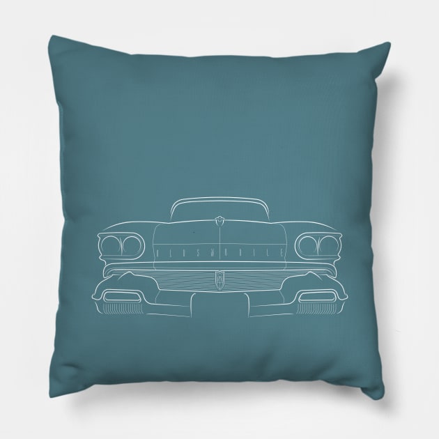 1958 Oldsmobile Rocket 88 - front stencil, white Pillow by mal_photography