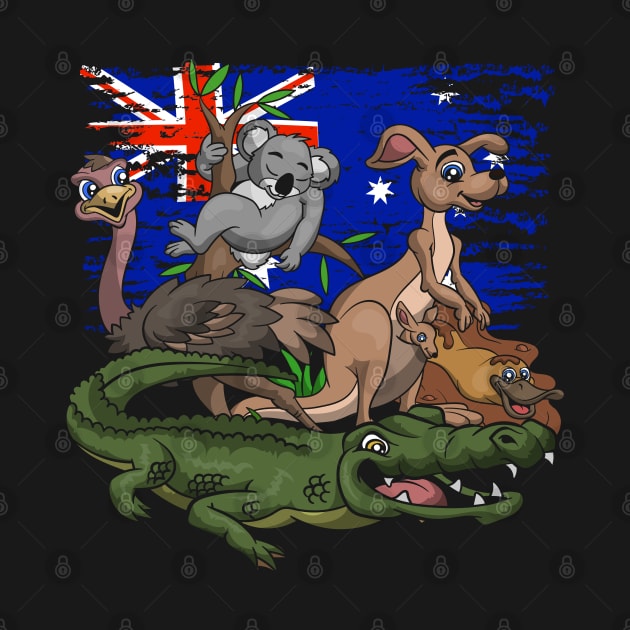 Australia Aussie Kangaroo Koala Bear Ostrich Crocodile by ShirtsShirtsndmoreShirts