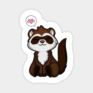 Cute Kawaii Ferret with Heart Speech Bubble Magnet