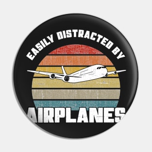 Easily Distracted By Airplanes - Pilot Aviation Flight product Pin