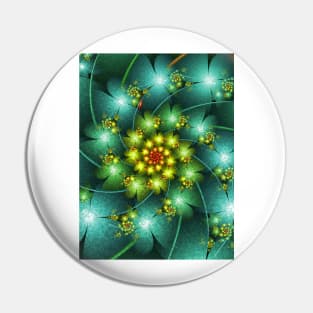 Spiraling Turquoise Flowers Pin