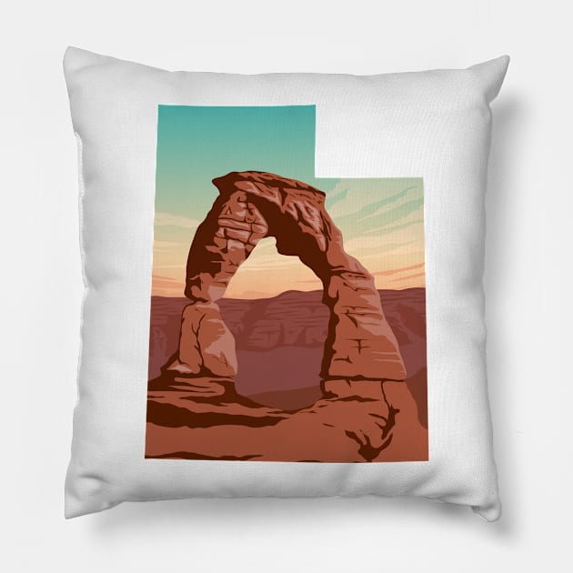 Utah Arches National Park State Border Art Pillow by jornvanhezik