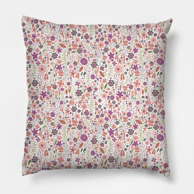 Autumn floral pattern Pillow by Happy Mouse Studio