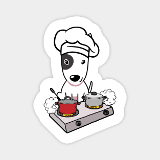 Funny bull terrier is cooking Magnet