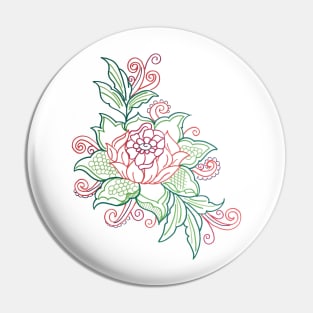 Red Flower Design Pin