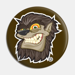 Halloween Wolfman Head Shot Smiling Pin