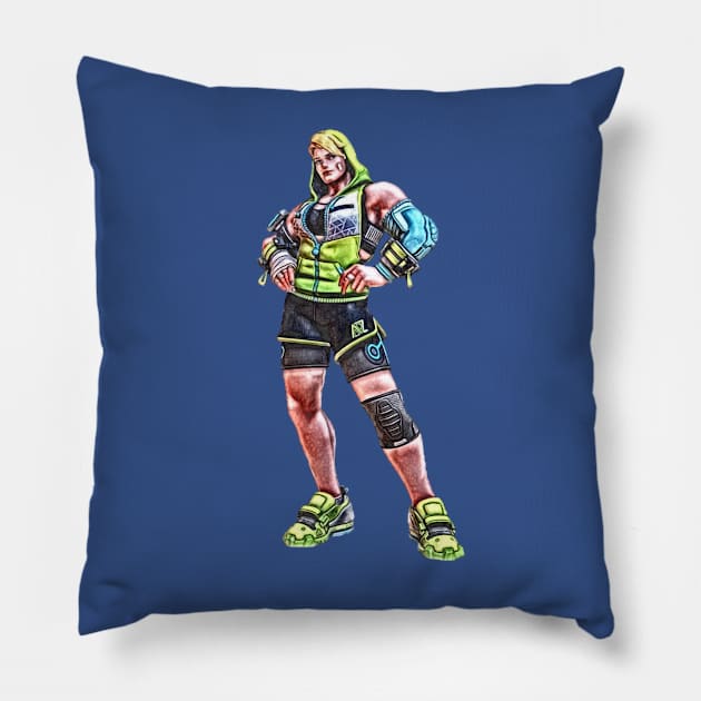 Overwatch Zarya Workout Outfit Pillow by Green_Shirts