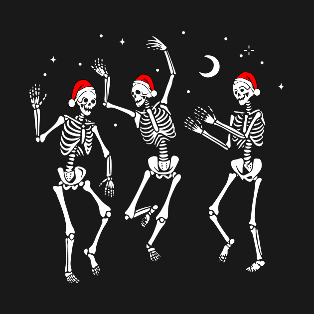 Christmas Dancing Skeletons in Santa Hats by SandiTyche