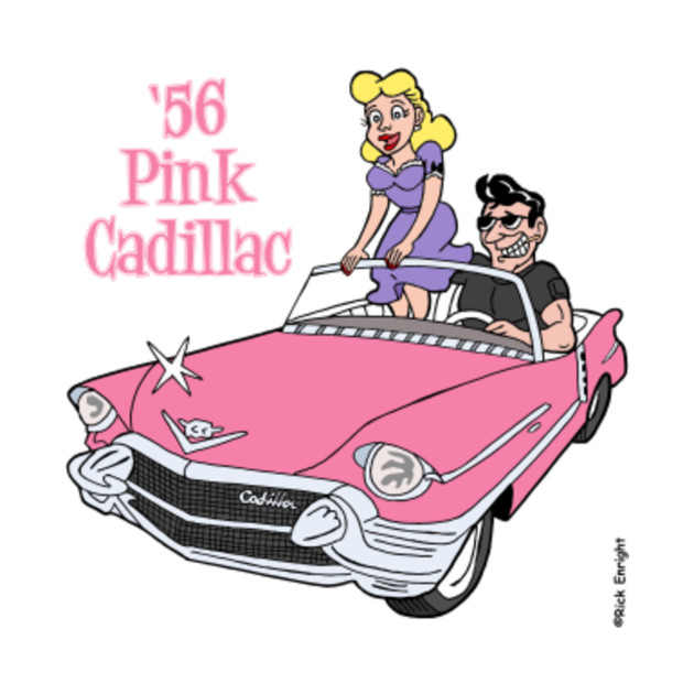 1956 Pink Cadillac Cartoon  Retro  TShirt  TeePublic