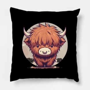 Kawaii Scottish Hairy Highland Cow Pillow