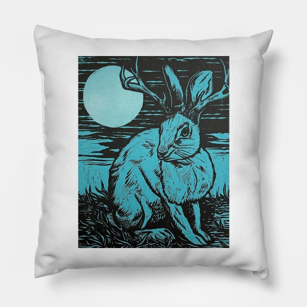 jackalope cryptid strange creature fake taxidermy Pillow by charlesstat3