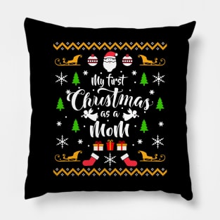 My First Christmas as a Mom Christmas Sweater Pillow