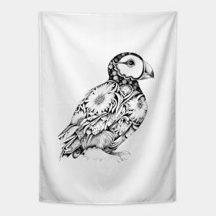 Puffin Wild Animal Nature Illustration Art Tattoo Tapestry