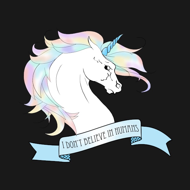 I don't believe in humans - unicorn by Red