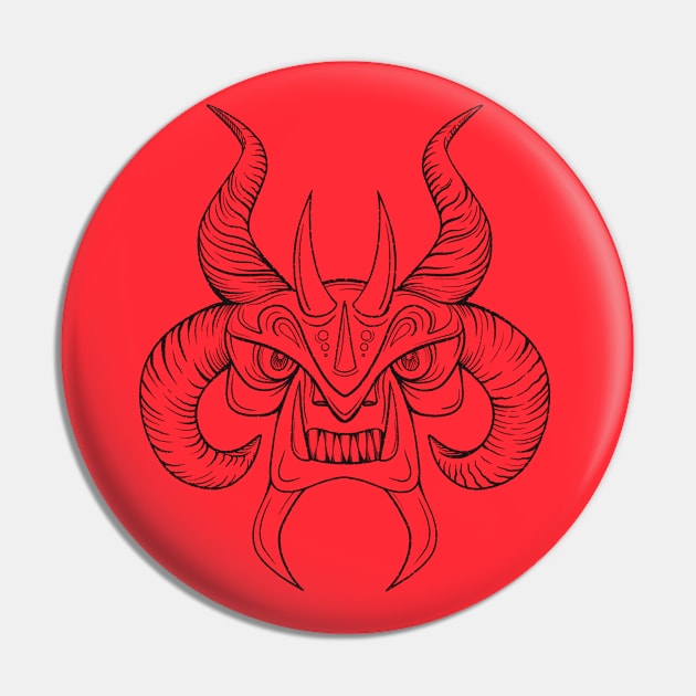 Devil Mask Black Lines Pin by Pincay