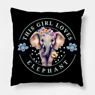this girl loves elephant cute baby colorful elephant Pillow