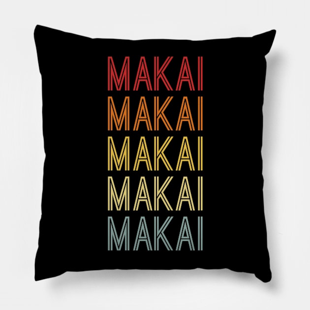 Makai Name Vintage Retro Pattern Pillow by CoolDesignsDz