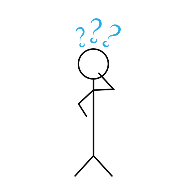 Stick figure with question marks by sigdesign