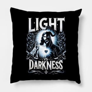 Light vs Darkness, Good and Evil. Jesus Christian Pillow