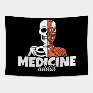 Medicine Addict Skull & Bone - Medical Student In Medschool Funny Gift For Nurse & Doctor Medicine Tapestry