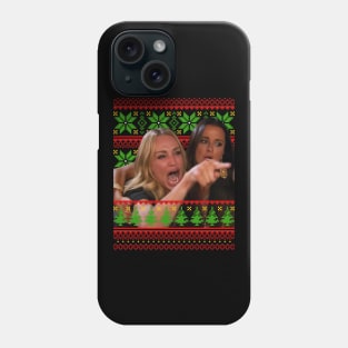 Woman Screaming At A Cat Ugly Christmas Sweater Phone Case