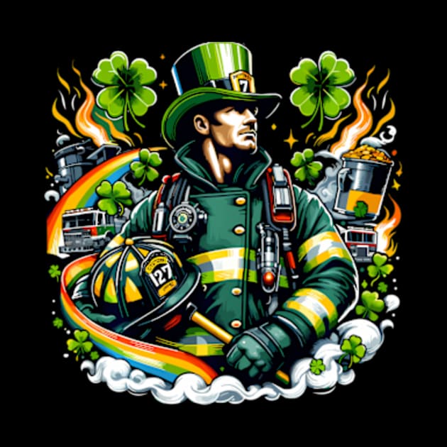 Firefighter St Patricks Day Fire Fire Dept by Ro Go Dan