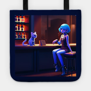 Cat and Woman Order Drinks at Fancy Bar Tote