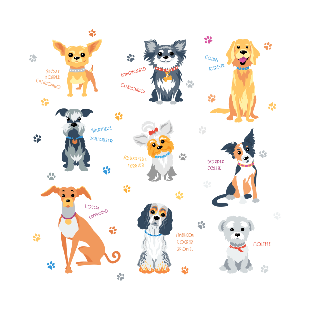 Set of 9 cute dogs by kavalenkava