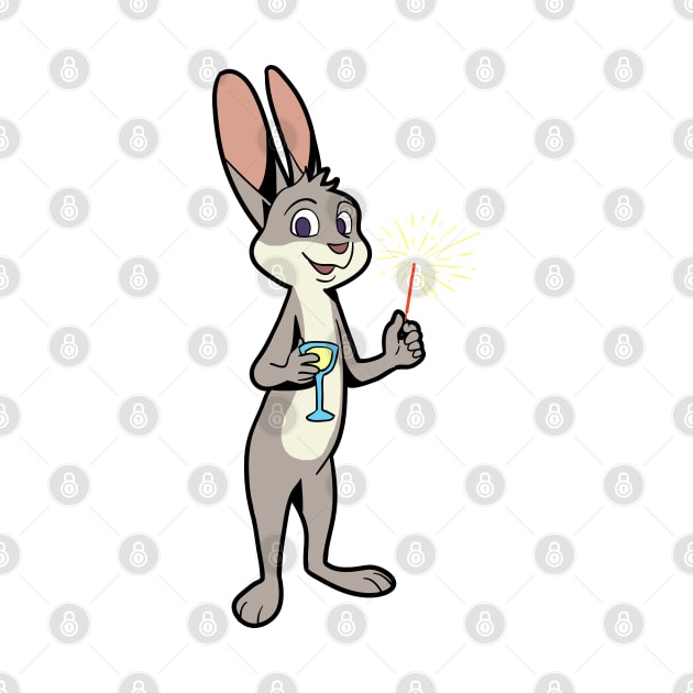 Bunny with sparkler and champagne - Happy New Year by Modern Medieval Design