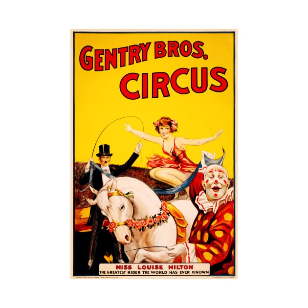 Gentry Bros CIRCUS Greatest Horse Rider Miss Louise Hilton Vintage Advertising Art by vintageposters