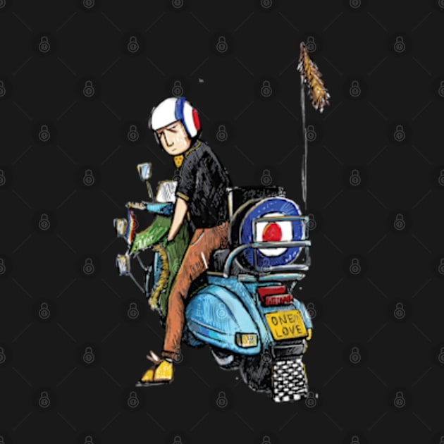 Retro Scooter, Classic Scooter, Scooterist, Scootering, Scooter Rider, Mod Art by Scooter Portraits