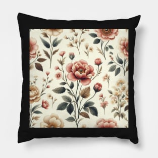 Simple Neutral Vintage Flower Pattern Pillow