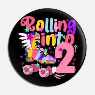 rolling into 2 - 2nd birthday girl roller skates theme party Pin