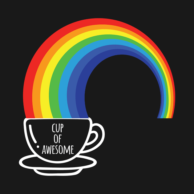 Cup Of Awesome Cool Creative Colorful Rainbow Coffee Design by Stylomart