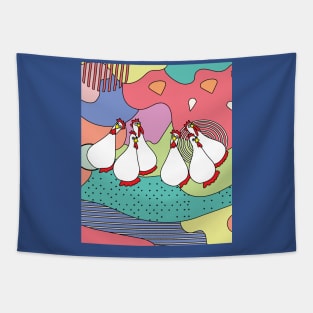 Crazy Chickens Funny Chicken Tapestry