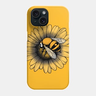 Sleepy bee and Daisy, B&W Phone Case