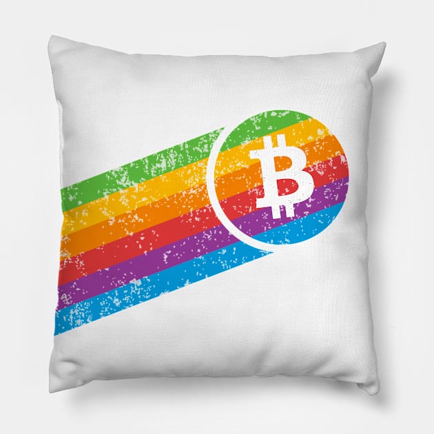 Vintage Retro Bitcoin Rainbow Pillow by stuffbyjlim