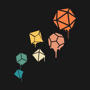 Dripping Paint Polyhedral Dice Set Tabletop Roleplaying RPG Gaming Addict T-Shirt