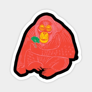 Awesome Monkey Orangutan Jungle Woodcut Print Style Magnet