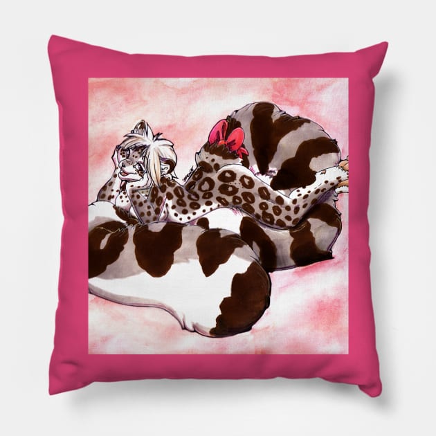 Snow Leopard Girl Pillow by kittybot