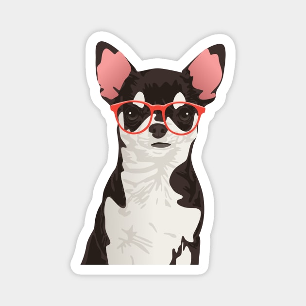 Hipster Black and White Coat Chihuahua T-Shirt Magnet by riin92