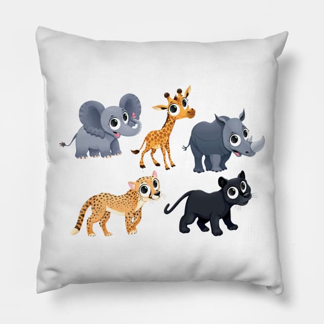 Cute Characters Pillow by ddraw