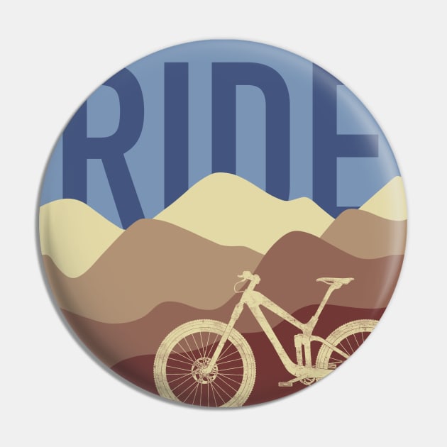 Ride MTB - Mountain Bike Vintage Colors Pin by TheWanderingFools