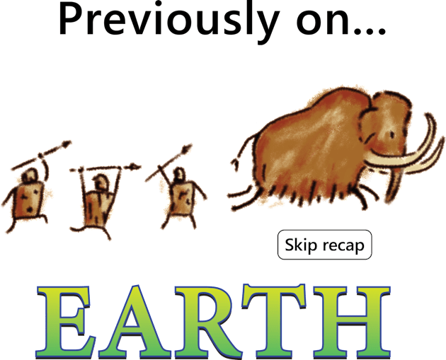 Peviously on Earth - Mammoth Hunt Kids T-Shirt by andyjhunter