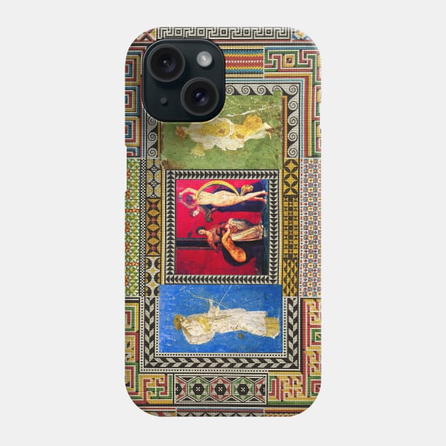 DANCING MAENAD WITH DIANA AND FLORA ,ANTIQUE ROMAN PAINTINGS AND MOSAICS Phone Case by BulganLumini