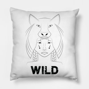 Wild Wolf Woman Pillow