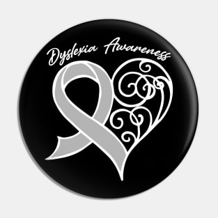 Dyslexia Awareness Heart Ribbon Gift Valentines Day - In This Family Nobody Fights Alone Pin